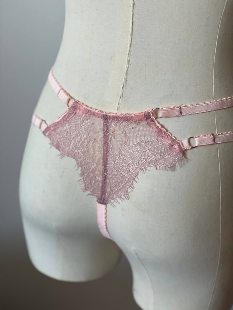 Pink crotchless panties