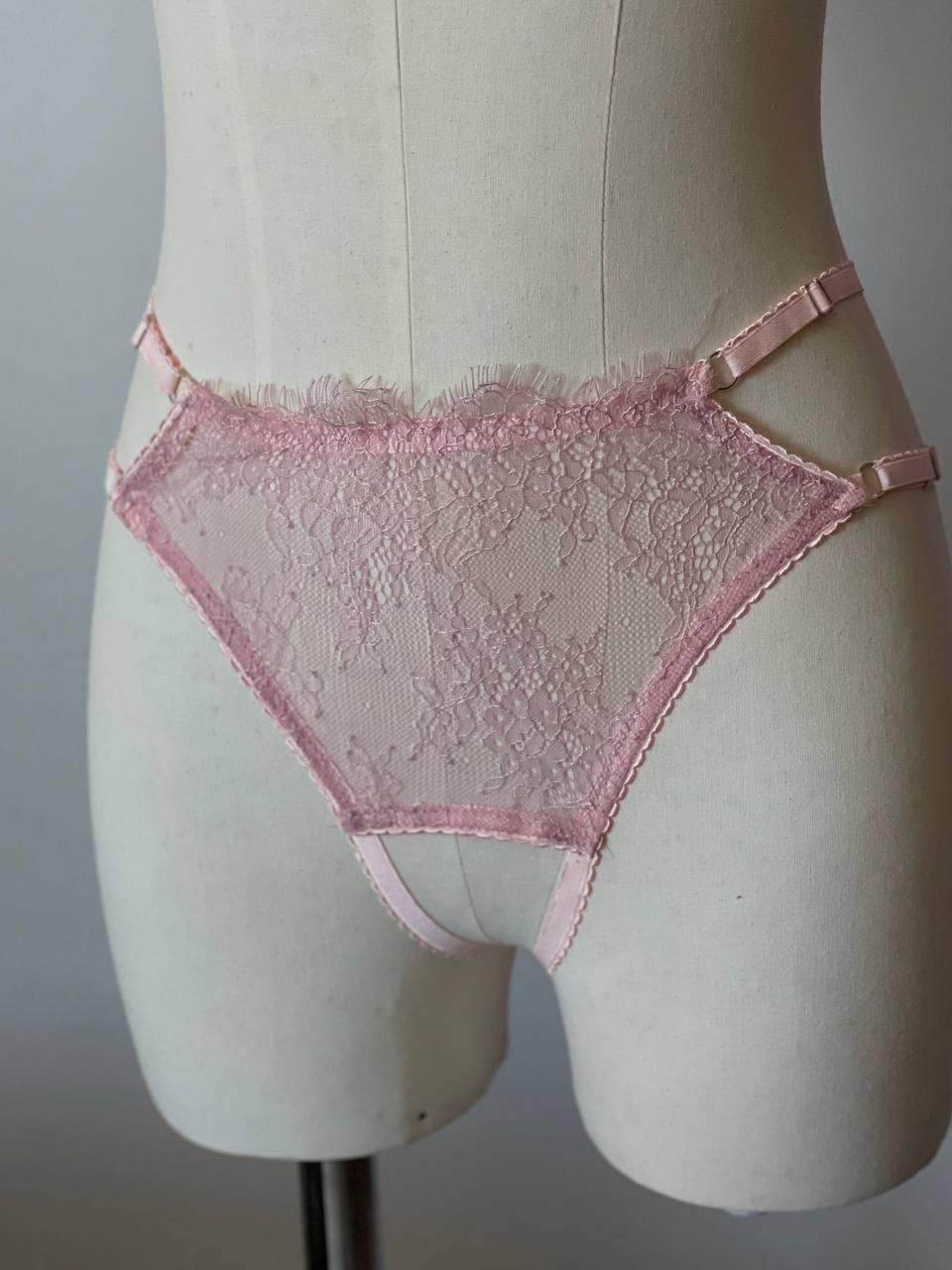 Pink crotchless panties