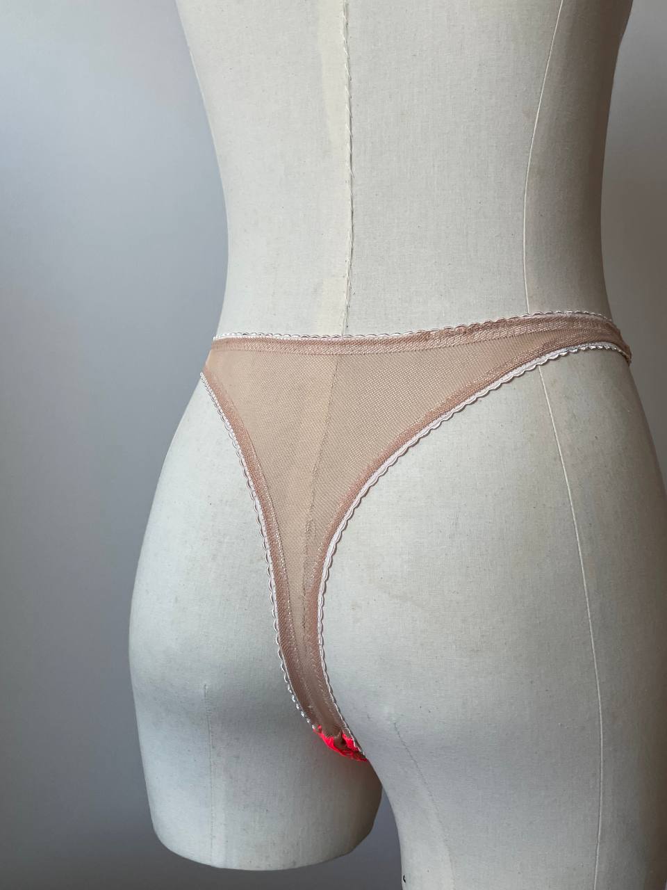 Embroidered lace thongs