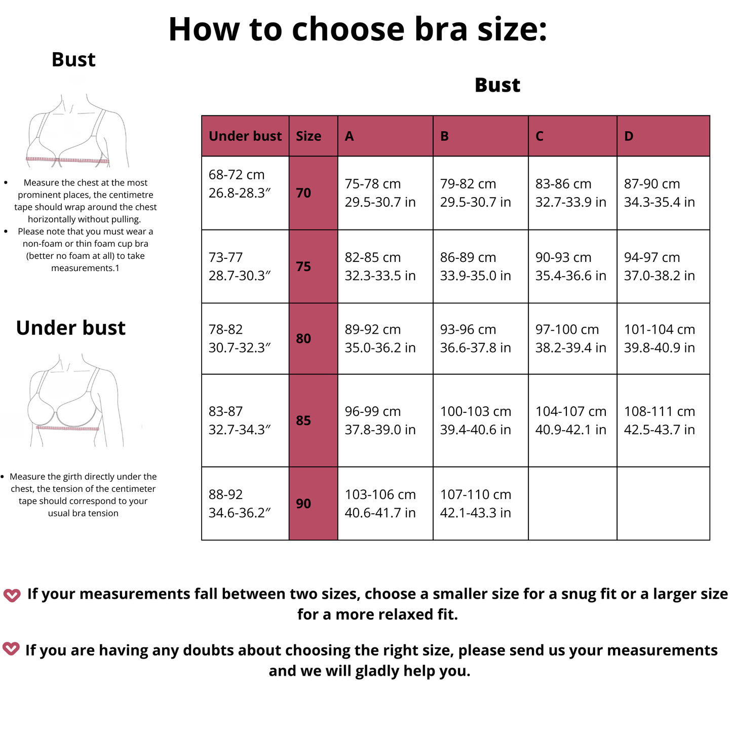 size, size chart, chart 